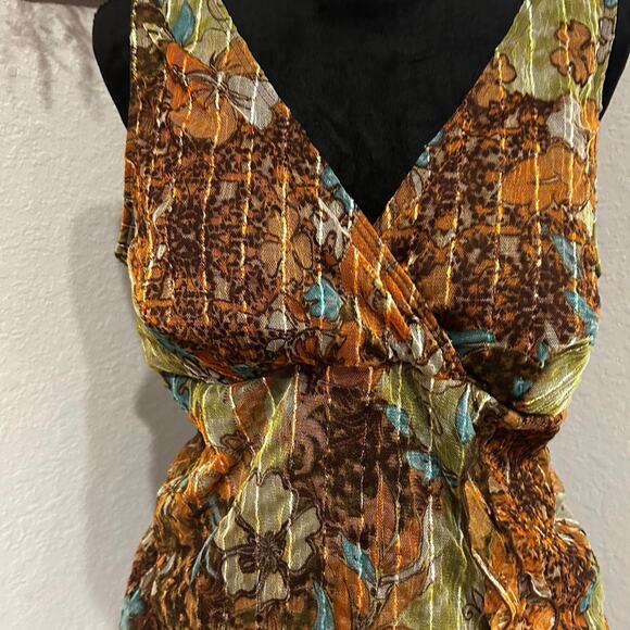 Brown and green floral print - Picture 3 of 8